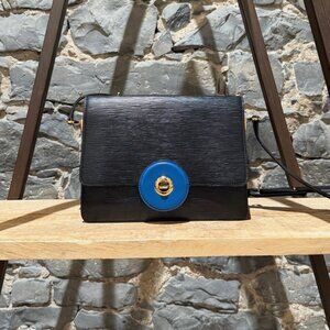 Louis Vuitton Vintage Black Epi Blue Accent Friedland Shoulder Bag